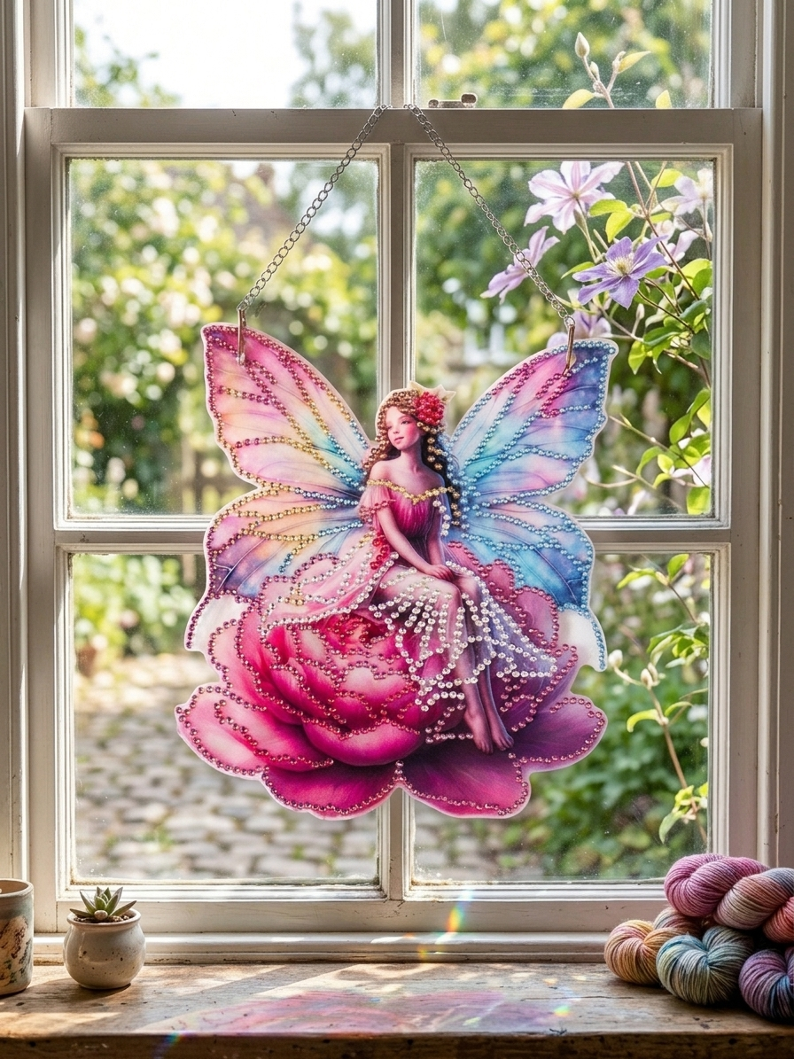 Deko-Anhänger,,Fee auf der Rosenblüte